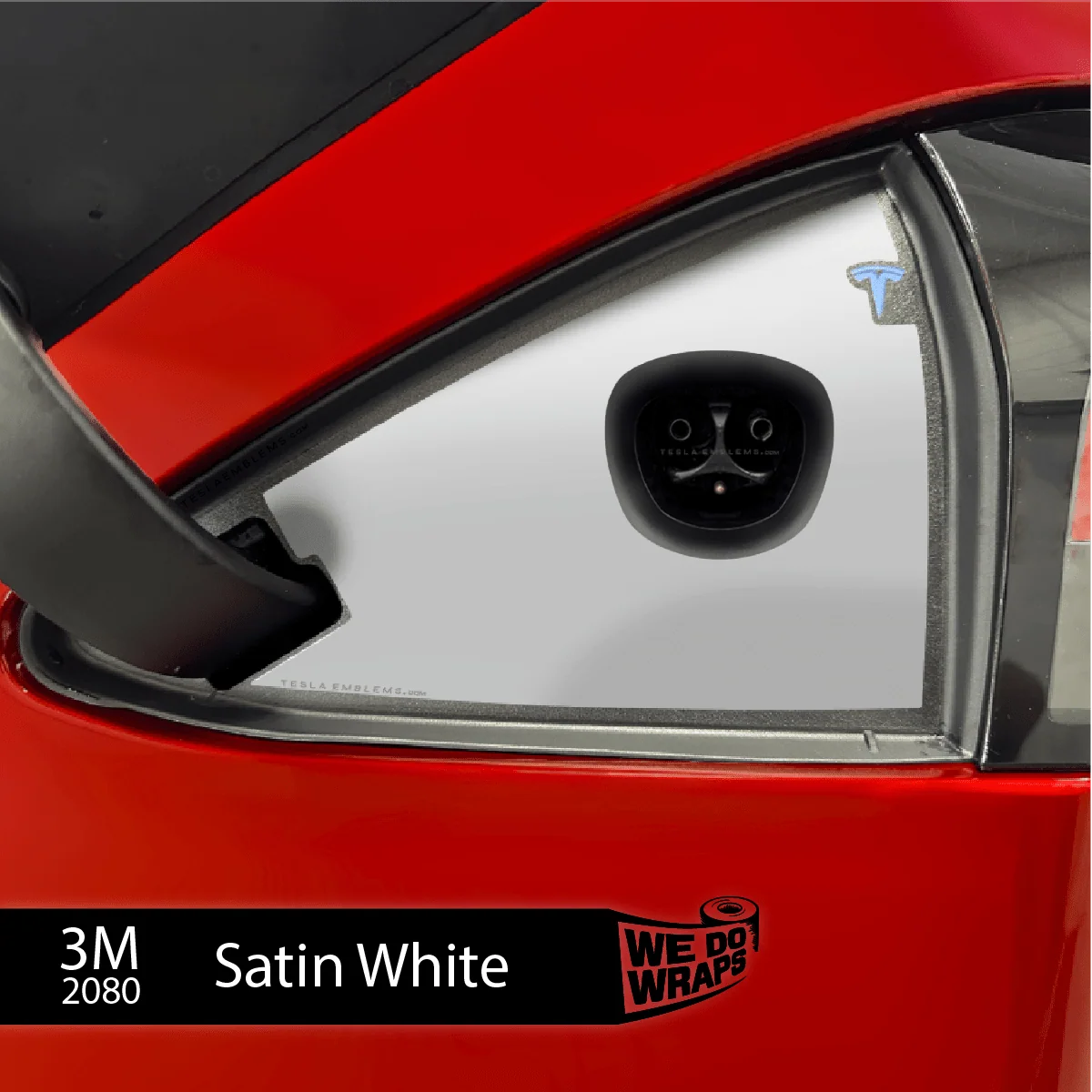3M Satin White Tesla Charge Port Wrap | Model S