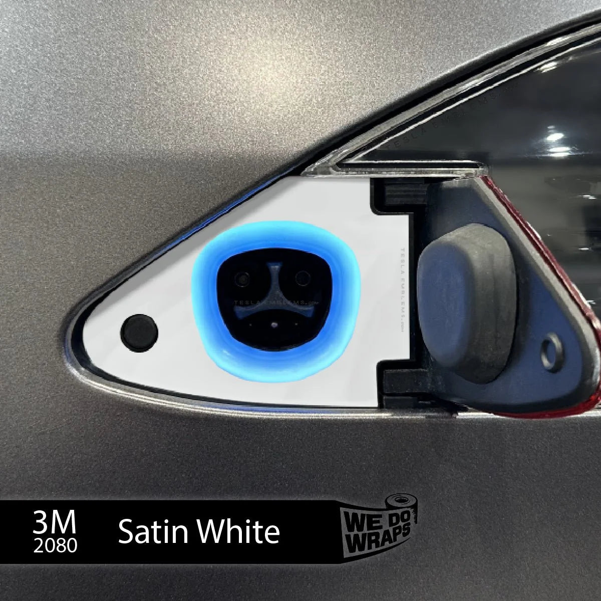3M Satin White Tesla Charge Port Wrap | Model X