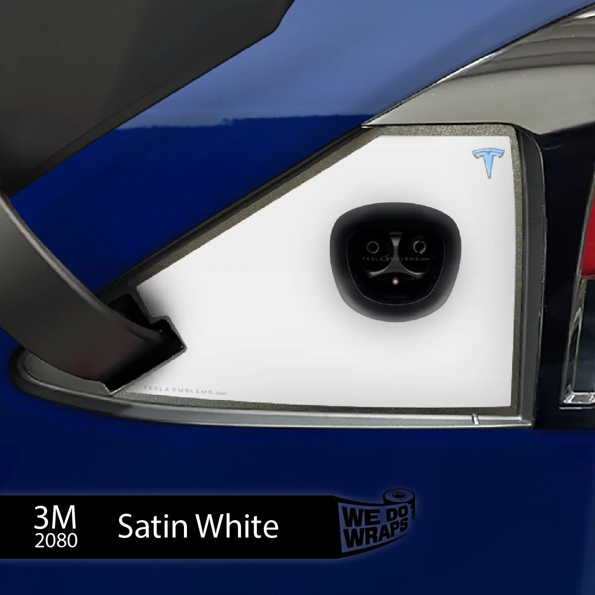 3M Satin White Tesla Charge Port Wrap | Model X