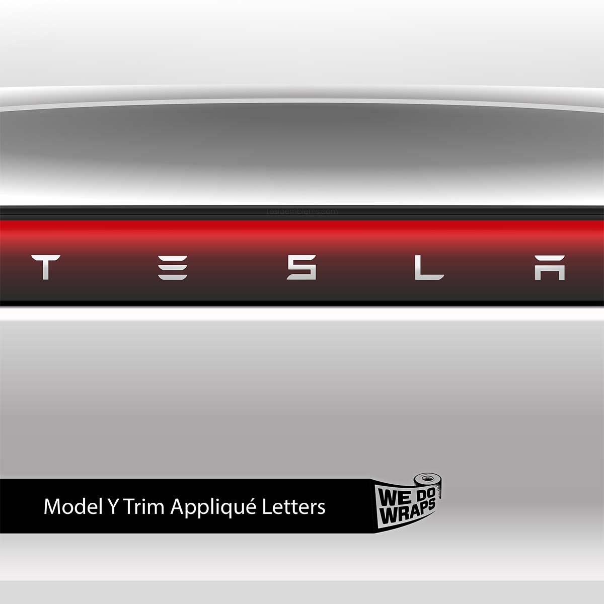 3M Satin White Tesla Emblem Decals (Front + Back) | Model Y