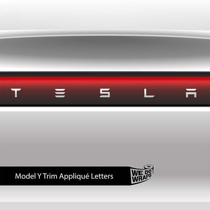3M Satin White Tesla Emblem Decals (Front + Back) | Model Y