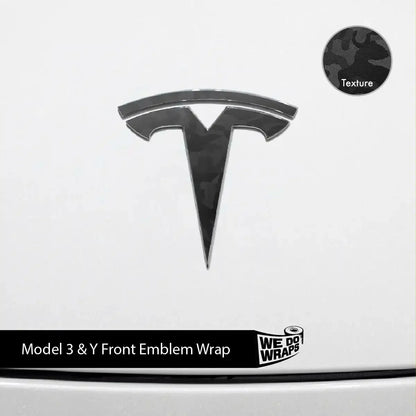 3M Shadow Black Camo Tesla Emblem Decals (Front + Back) | Model Y