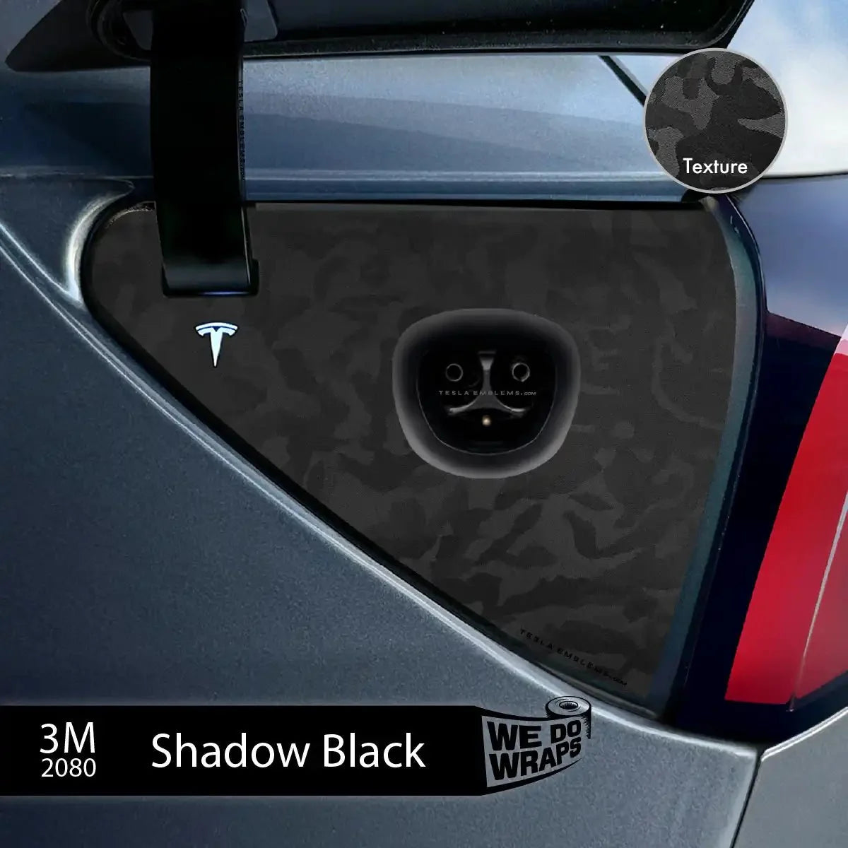 3M Shadow Black Camo Tesla Charge Port Wrap | Model Y