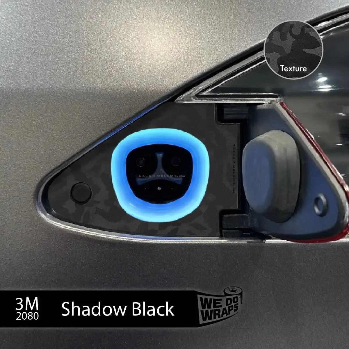 3M Shadow Black Camo Tesla Charge Port Wrap | Model X