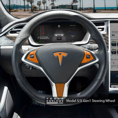 3M Gloss Deep Orange Tesla Steering Wheel Wrap | Model S
