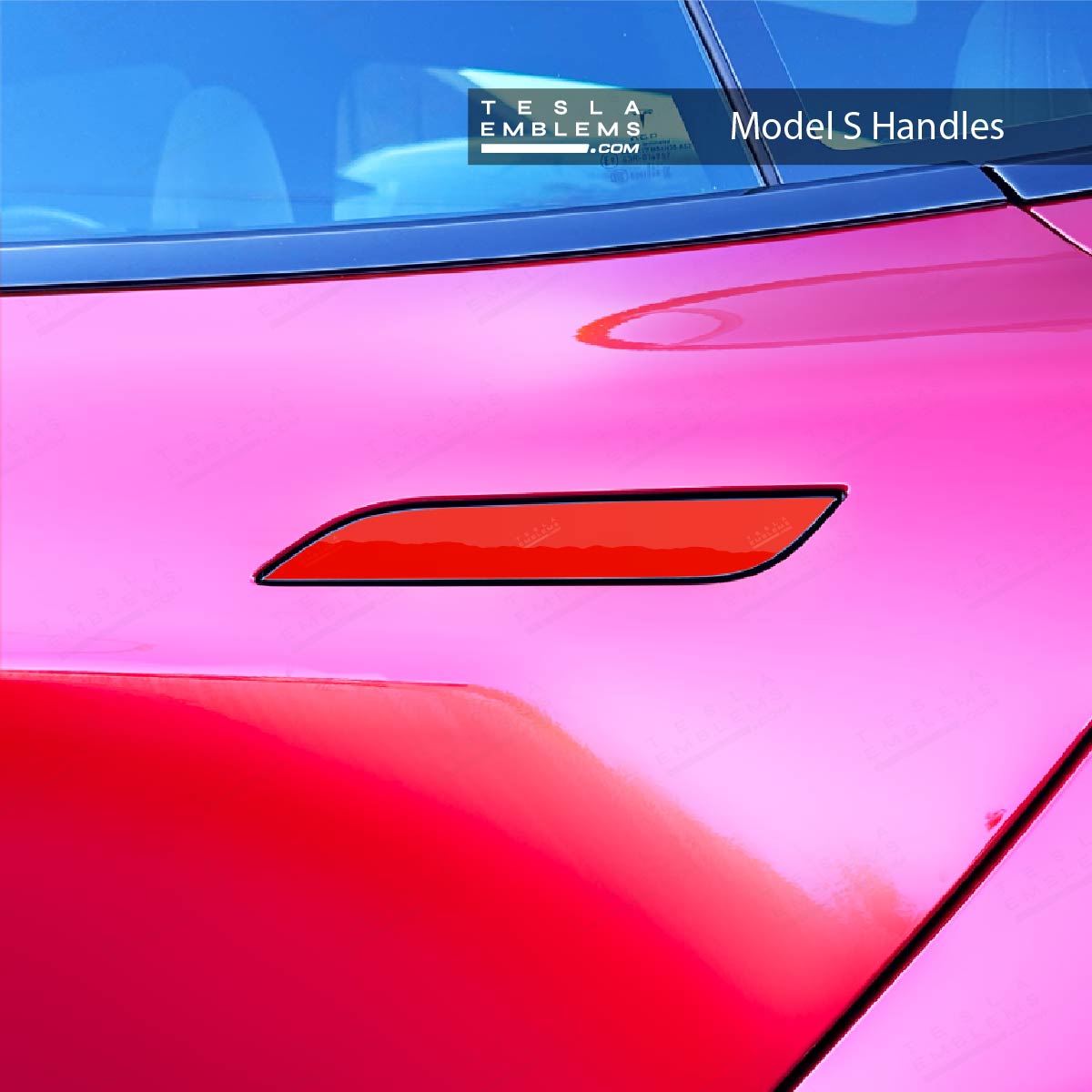 3M Gloss Hot Rod Red Tesla Door Handle Decals (4pcs)