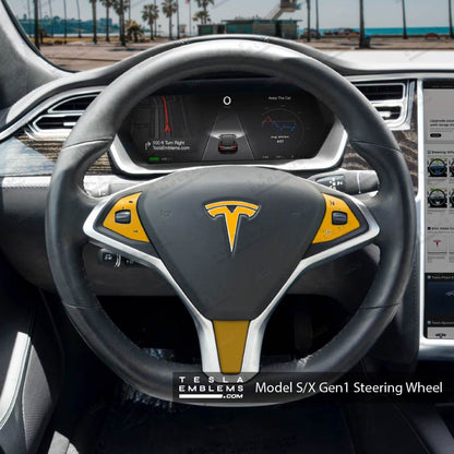 3M Gloss Sunflower Yellow Tesla Steering Wheel Wrap | Model X