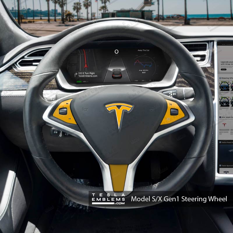 3M Gloss Sunflower Yellow Tesla Steering Wheel Wrap | Model S