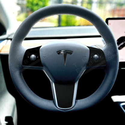 3M Gloss Black Tesla Steering Wheel Wrap | M3 2017-Jan 2024