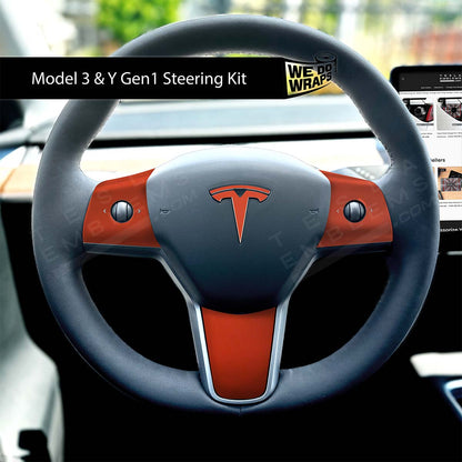 3M Matte Red Tesla Steering Wheel Wrap | M3 2017-Jan 2024