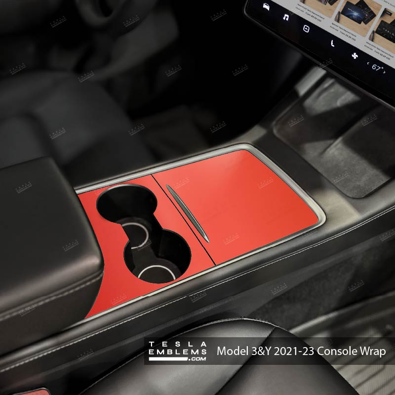 3M Matte Red | Tesla Center Console Wrap Kit | Model 3 '21-24