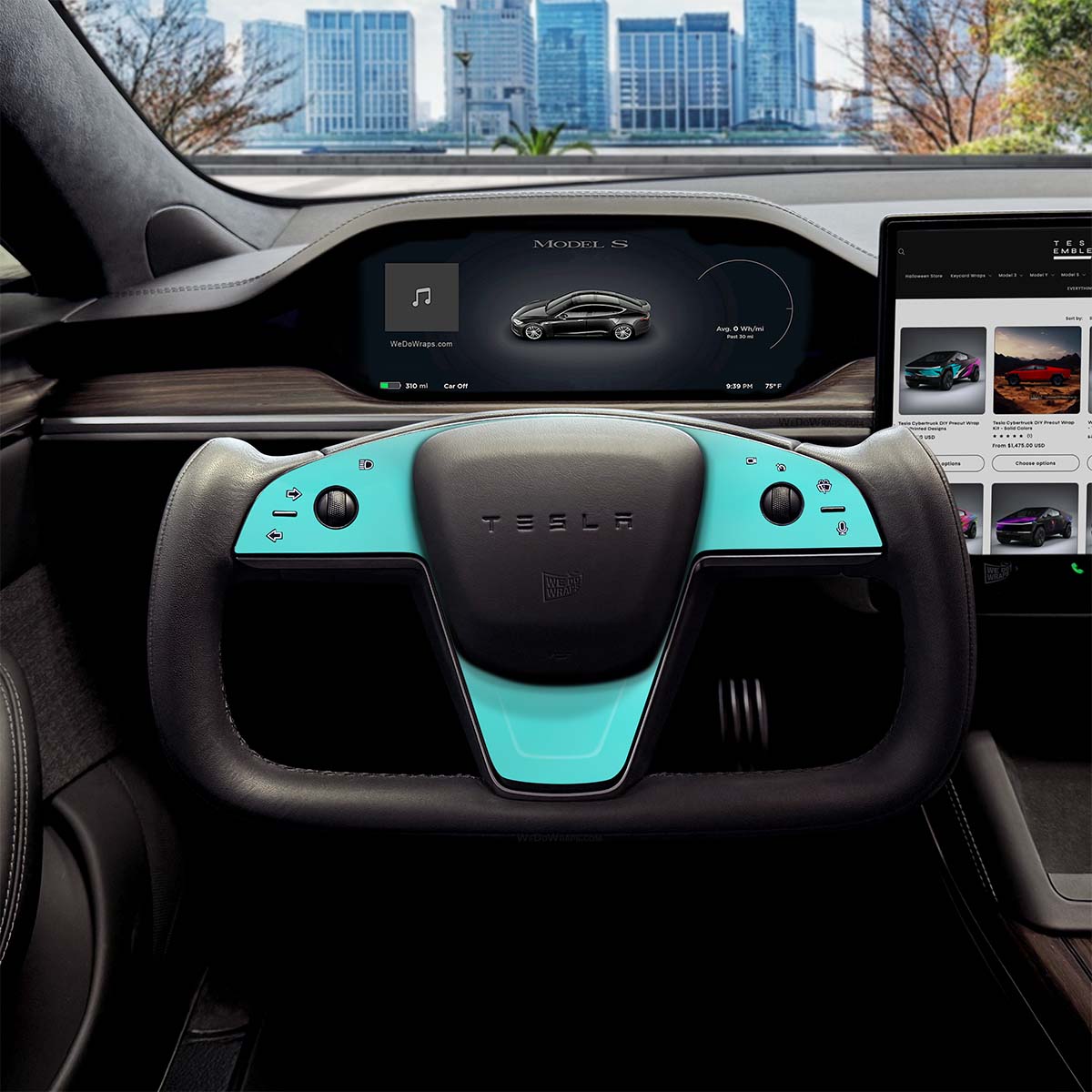 3M Satin Key West Tesla Steering Wheel Trim Decal Kit (3pcs) | Model X ’21-26