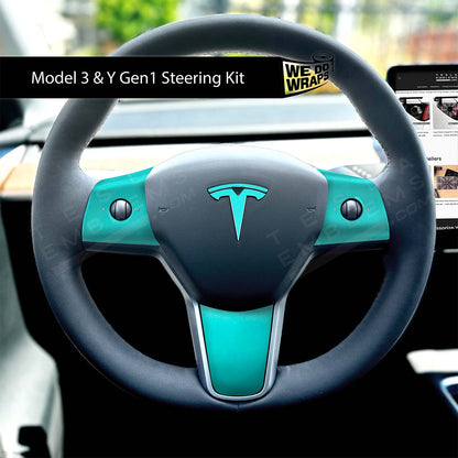 3M Satin Key West Tesla Steering Wheel Wrap | M3 2017-Jan 2024