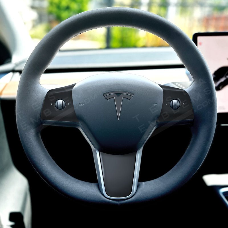 3M Satin Black Tesla Steering Wheel Wrap | M3 2017-Jan 2024
