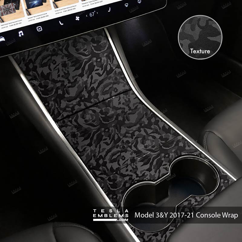 3M Shadow Black Camo | Tesla Center Console Wrap Kit | Model 3 ’17-20