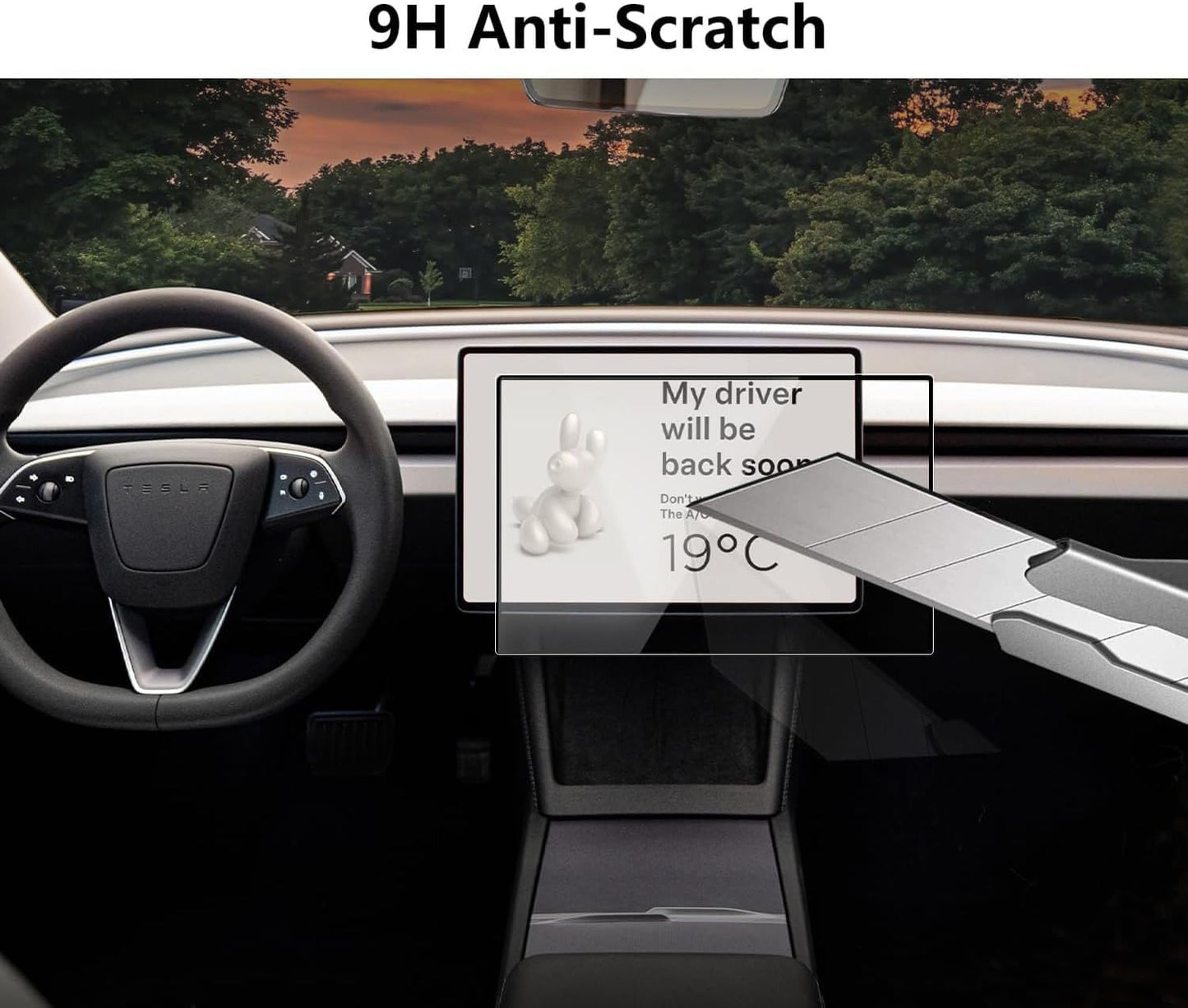 Tesla Model Y Juniper 2025-2026 & Model 3 Highland 2024-2026+ Matte Screen Protector – 2-Pack 15.4” Front & Rear 9H+ Tempered Glass, 16” Front Screen Protector Only, Anti-Glare & Fingerprint Screen Cover
