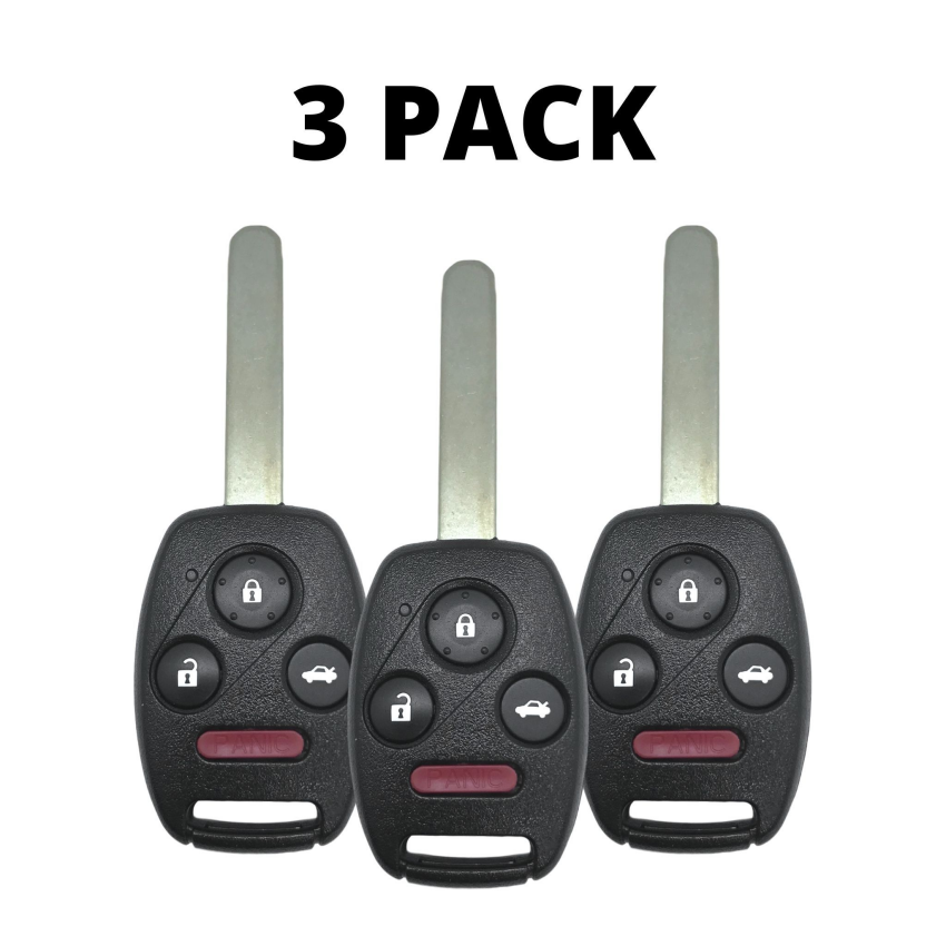 3 PACK - Honda Acura 4 Button Remote Head Key 2008-2014 MLBHLIK-1T