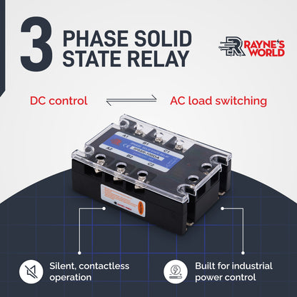 100 Amp DA 3 Phase Solid State Relay Module SSR-DC to AC-3-32VDC Control-24-480VAC Output