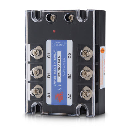 10 Amp AA 3 Phase Solid State Relay Module SSR-AC to AC-70-280VAC Control-24-480VAC Output