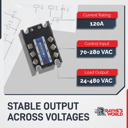 200 Amp AA 3 Phase Solid State Relay Module SSR-AC to AC-70-280VAC Control-24-480VAC Output