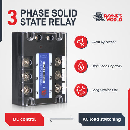 60 Amp AA 3 Phase Solid State Relay Module SSR-AC to AC-70-280VAC Control-24-480VAC Output