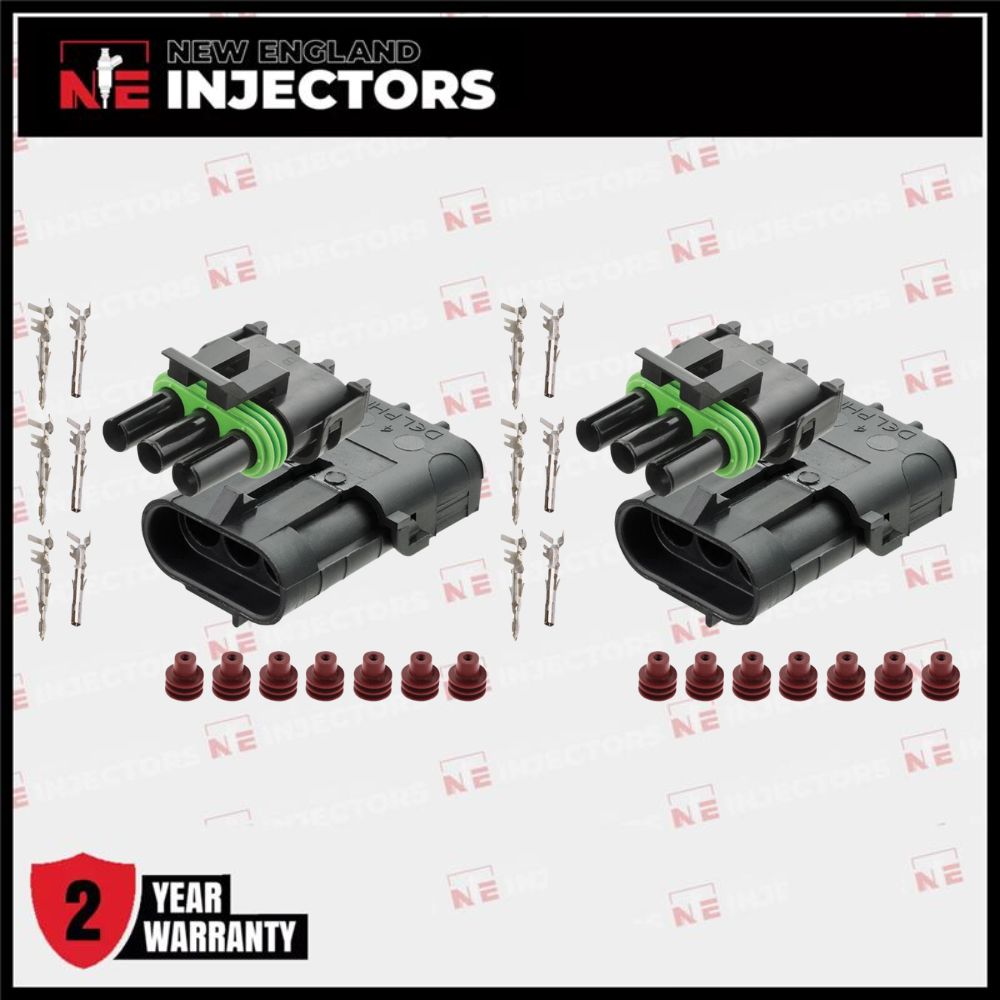 Delphi Weather Pack 3 Pin Connector Kit Waterproof Male Female (2 Pack)