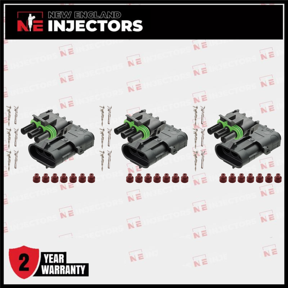 Delphi Weather Pack 3 Pin Connector Kit Waterproof Male Female (3 Pack)