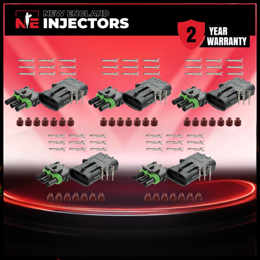 Delphi Weather Pack 3 Pin Connector Kit Waterproof Male Female (5 Pack)