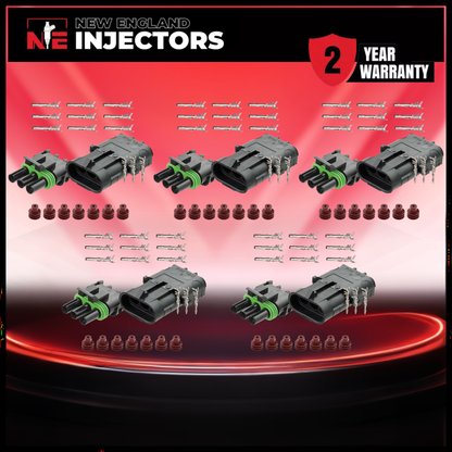 Delphi Weather Pack 3 Pin Connector Kit Waterproof Male Female (5 Pack)