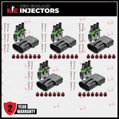 Delphi Weather Pack 3 Pin Connector Kit Waterproof Male Female (5 Pack)