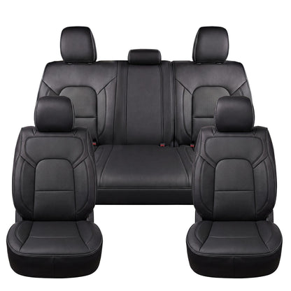 Umbrauto Car Seat Covers for Dodge RAM, Premium Nappa Waterproof Leather Seat Cushion Fits 2009-2026 RAM 1500/2500/3500 Crew Quad Mega Cab with Flat Bench,Full Set, Black