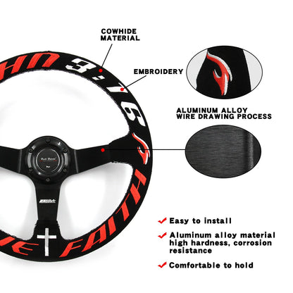 Suede Steering Wheel + Short Hub Adapter Kit For Acura Honda Accord K20 K24 K20A Prelude TL CL