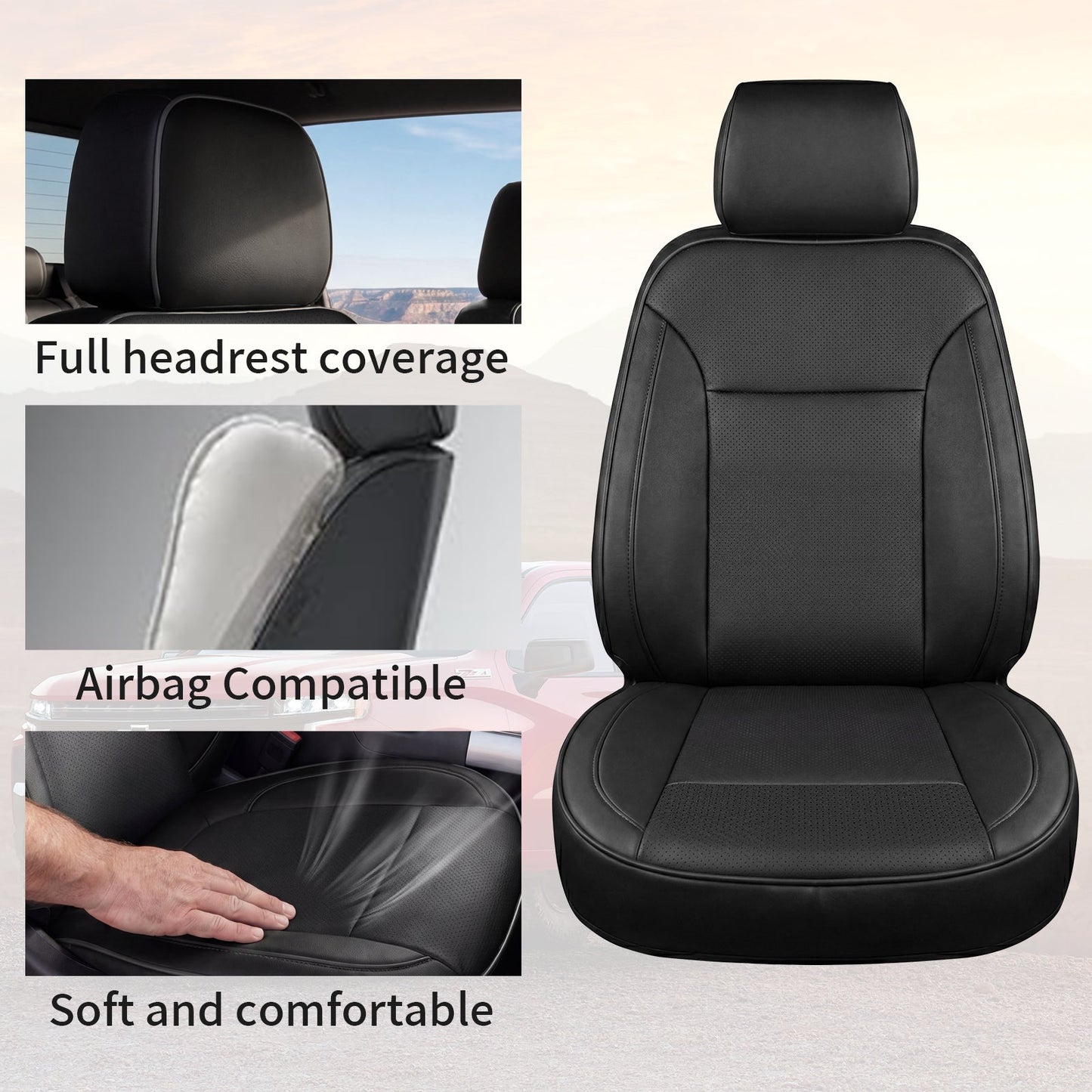 Umbrauto Custom Seat Covers for Silverado and GMC Sierra,Waterproof Nappa Leather Full Set Seatcovers for Chevy Silverado/GMC Sierra 2007-2013 & 2019-2026 1500, 2020-2026 2500HD 3500HD Crew/Double/Extended Cab