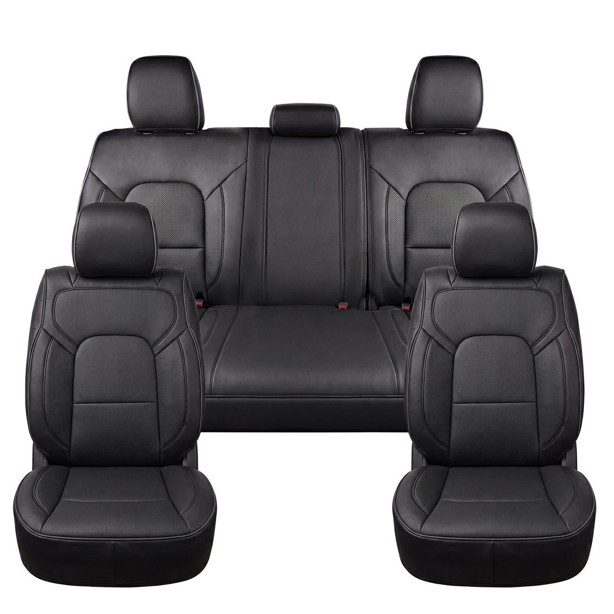 Umbrauto Custom Seat Covers fit for Dodge Ram 1500 2500 3500, Full Coverage Luxury Leather Ram Truck Seat Cover 2009-2025 Compatible with Crew Cab Double Quad Regular (Full Set (Flat Rear))