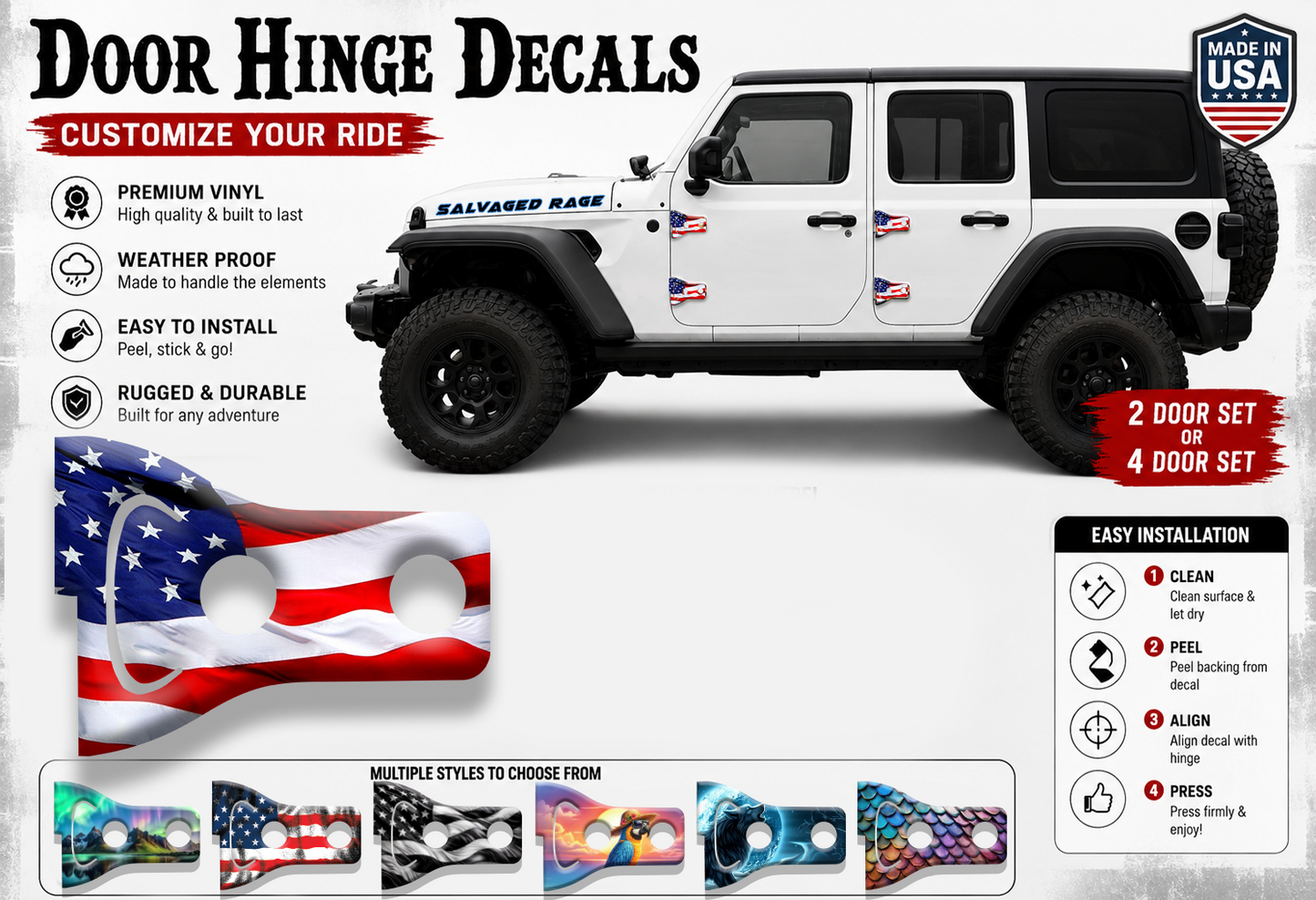 American flag Door hinge decals 3