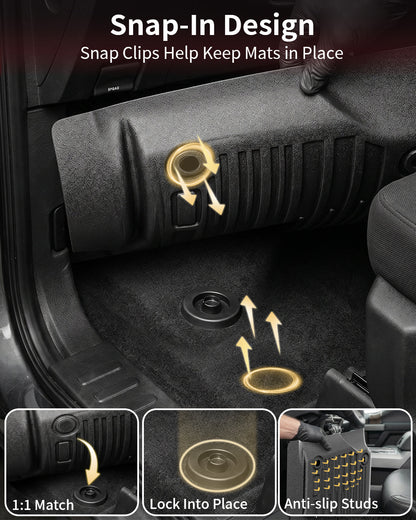 Umbrauto All Weather Floor Mats for Ford F150 SuperCrew 2015-2025 2026 & Lightning 2022-2026, Custom Fit TPE Truck Floor Liners, Waterproof Heavy Duty Full Coverage, Rear w/o Fold Flat Storage