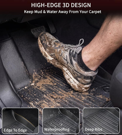 Umbrauto Floor Mats for Toyota Tundra 2022-2026 CrewMax Cab, All Weather TPE Truck Floor Liners Custom Fit Tundra SR/SR5/TRD Pro/Limited/Platinum/1794 Edition/Capstone, Waterproof Front&Rear Car Rug
