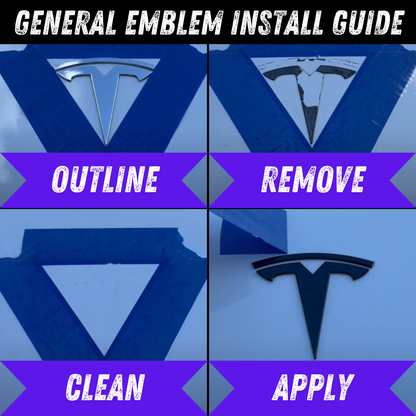 T Logo Emblem - Front - Glossy Black | Tesla Model 3 & Model Y