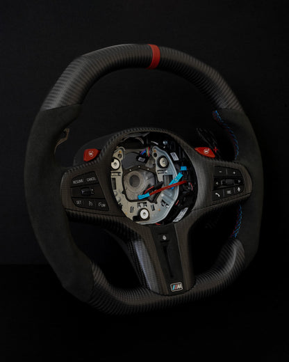 BMW Alcantara Flat Bottom Matte Carbon Fiber Steering Wheel for G Chassis- Carbone's Signature Design for G20 G30 G80 G82 M3 M4 M2 M340i