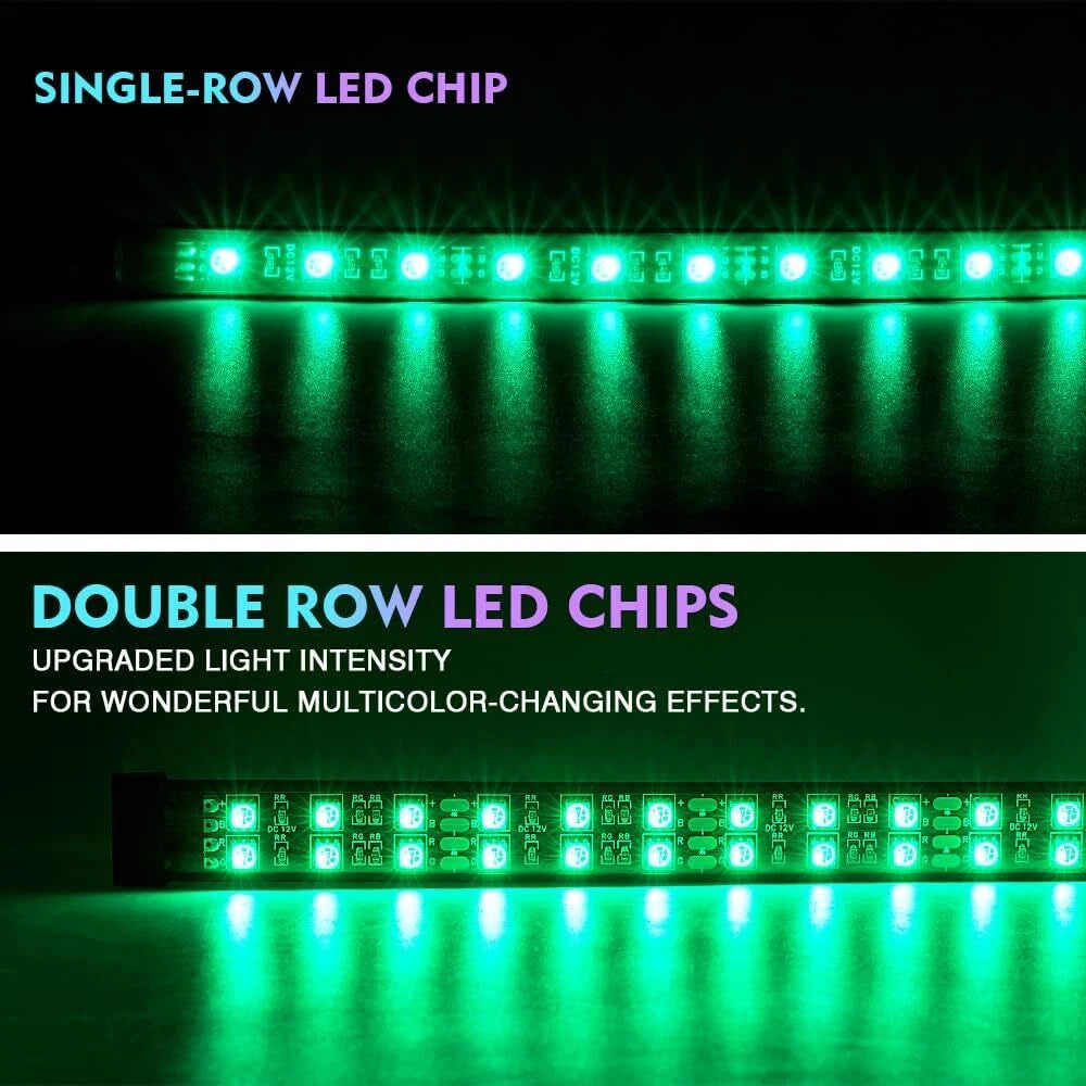GEN PERFORMANCE 6PCS Double Row RGB Dream LED Underglow Kit – Neon Chasing Lights w/ Remote & Bluetooth