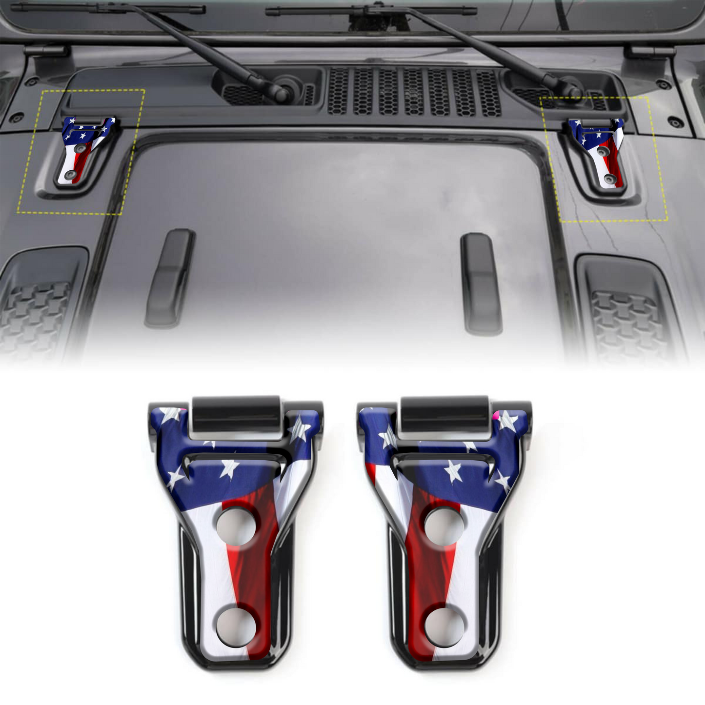 American flag hood hinge overlay decals 3