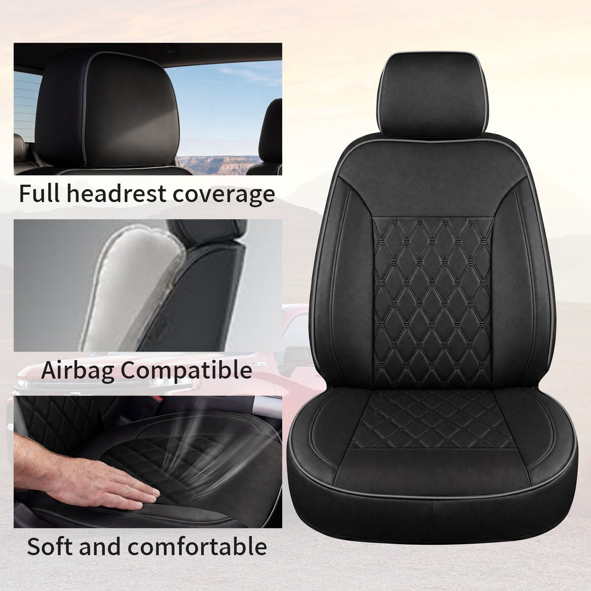Umbrauto Custom Seat Covers for Silverado and GMC Sierra,Waterproof Nappa Leather Full Set Seatcovers for Chevy Silverado/GMC Sierra 2007-2013 & 2019-2026 1500, 2020-2026 2500HD 3500HD Crew/Double/Extended Cab