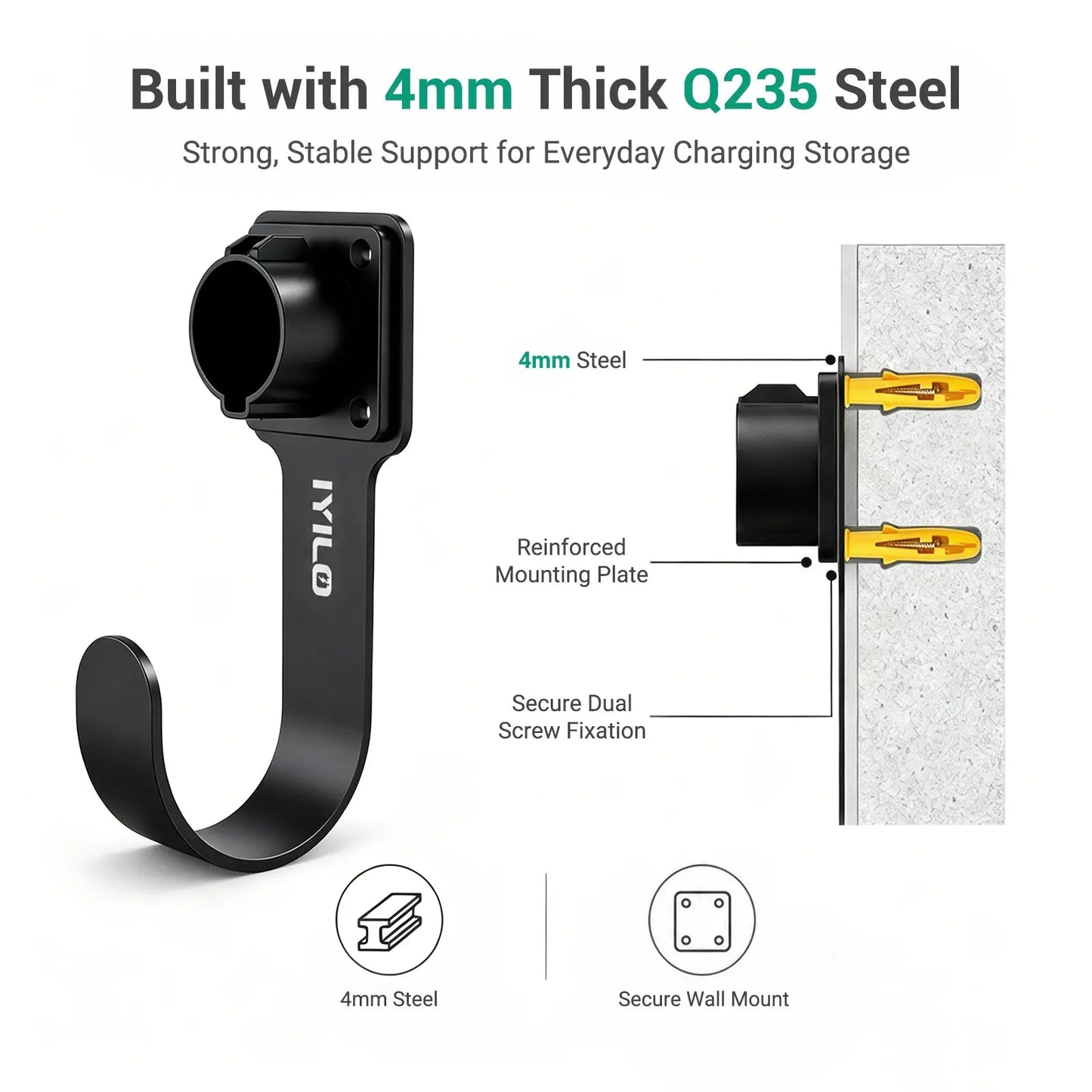 IYILO J1772 EV Charger Cable Holder & Connector Holster