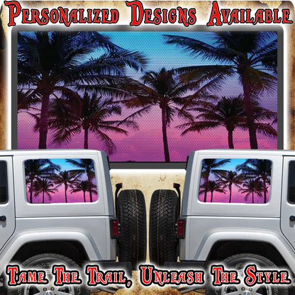 Island Palms Rear quarter window see through graphic.