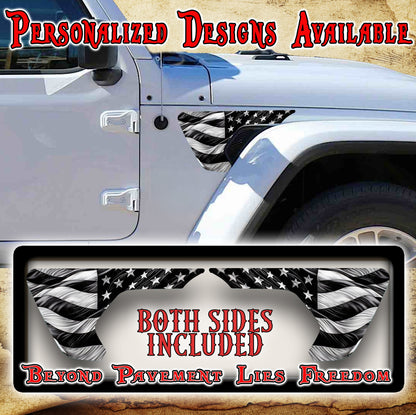 American flag fender vent decal for the JL or JT 2018 or newer 3