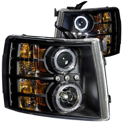 Anzo 2007-2013 Chevrolet Silverado 1500 Projector Headlights w/ Halo Black