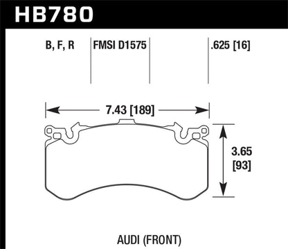 Hawk 2016 Audi A8 Front High Performance 5.0 Brake Pads