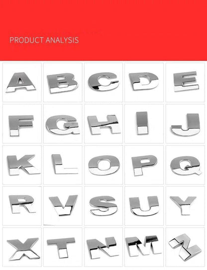 3D Car Stickers Metal Alphabet Car Letters Numbers Decal Sticker, Metal Emblem Decal Logo Trim Badge Silver Black Badge Chrome Letters Numbers Logo Car Stickers Automobiles Plastic Car Letters Number Sticker 3D Emblem Accessories Stickers