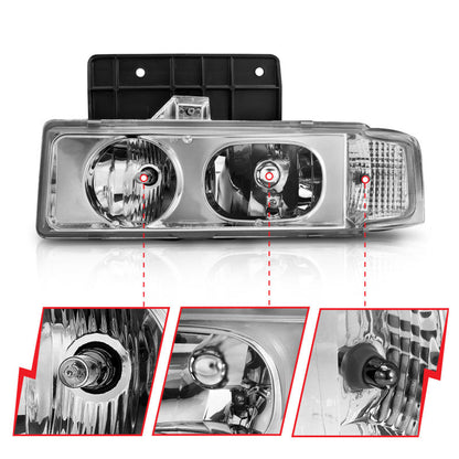 Anzo Chrome Crystal Headlights 1995-2005 Chevrolet Astro