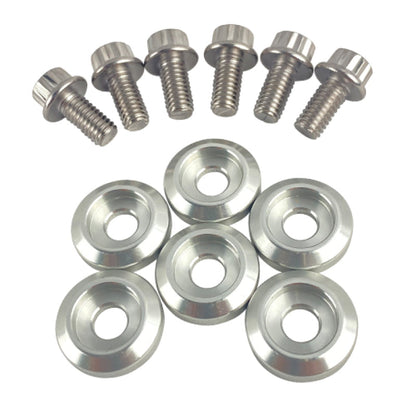 BLOX Racing New Fender Washers Kit M6 12pt - 6pc Large Diameter Silver BXAC-00311-SI